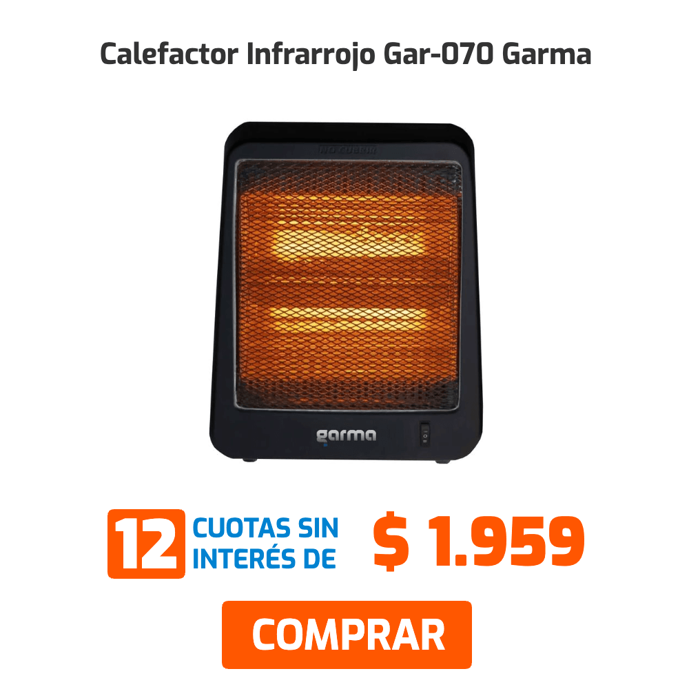 Calefactor Infrarrojo Gar-070 Garma 12 CUOTAS SIN INTERÉS DE $ 1.959 COMPRAR